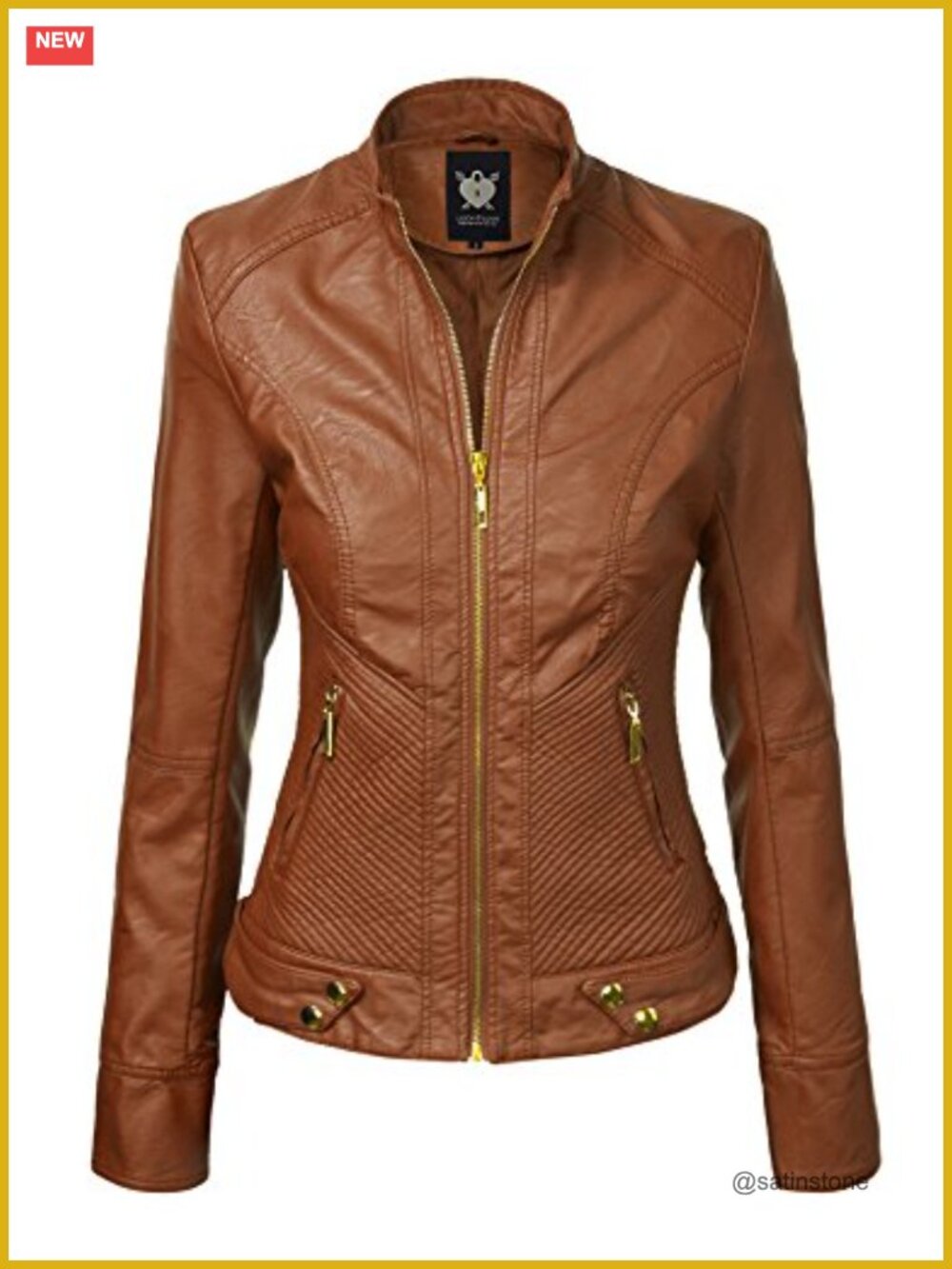 Slim Fit Faux Leather Moto Jacket - Vegan PU Biker Coat